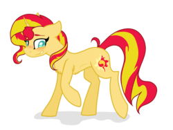Size: 1280x960 | Tagged: safe, artist:suenden-hund, sunset shimmer, pony, unicorn, g4, blushing, concave belly, female, solo, thin