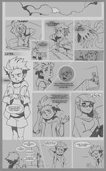 Size: 1200x1920 | Tagged: safe, artist:maniacpaint, spike, twilight sparkle, human, comic:the bracelet, g4, bed, clothes, comic, dialogue, glasses, humanized, monochrome, moon, pajamas, speech bubble