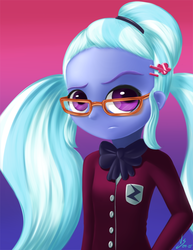 Size: 1280x1656 | Tagged: safe, artist:vsdrawfag, sugarcoat, equestria girls, g4, my little pony equestria girls: friendship games, clothes, crystal prep academy uniform, female, glasses, pigtails, school uniform, solo, twintails