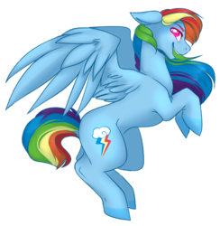 Size: 1144x1174 | Tagged: safe, artist:sightlessbutterfly, rainbow dash, g4, female, rearing, simple background, solo