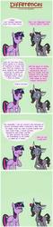 Size: 600x2524 | Tagged: safe, artist:ryuspike, oleander (tfh), twilight sparkle, alicorn, classical unicorn, pony, them's fightin' herds, g4, burn, comic, community related, crossover, female, horn, insult, leonine tail, mare, take that, twilight sparkle (alicorn), twilight sparkle is not amused, unamused