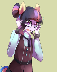 Size: 599x750 | Tagged: safe, artist:myomel, sci-twi, twilight sparkle, equestria girls, g4, my little pony equestria girls: friendship games, clothes, crystal prep academy uniform, female, necktie, pony ears, school tie, school uniform, schoolgirl, solo