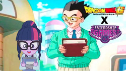 Size: 1024x576 | Tagged: safe, sci-twi, twilight sparkle, equestria girls, g4, my little pony equestria girls: friendship games, crossover, crossover shipping, dragon ball, dragon ball super, dragon ball z, son gohan, twihan