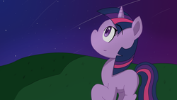 Size: 1920x1080 | Tagged: safe, artist:purpleblackkiwi, twilight sparkle, g4, cute, female, meteor shower, missing cutie mark, night, sky, solo, twilight (astronomy)