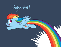 Size: 1280x985 | Tagged: safe, artist:notenoughapples, rainbow dash, g4, dialogue, female, flying, rainbow trail, solo