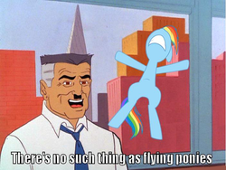 Size: 703x530 | Tagged: safe, pegasus, pony, 60s spider-man, image macro, j. jonah jameson, meme, rainbow crash