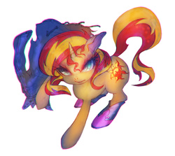 Size: 2000x1781 | Tagged: safe, artist:girlsay, sunset shimmer, pony, unicorn, g4, boots, clothes, female, jacket, pixiv, solo, the coats are off