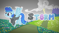 Size: 1920x1080 | Tagged: safe, artist:djdavid98, artist:lahirien, artist:lunarahartistry, artist:rainbowderp98, oc, oc only, oc:storm, pegasus, pony, solo, vector, wallpaper