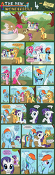 Size: 1280x4044 | Tagged: safe, artist:marmorexx, applejack, fluttershy, pinkie pie, rainbow dash, rarity, twilight sparkle, pony, comic:the new wonderbolt, g4, bubble, bubble wand, comic, filly, hat, implied soarin', mane six, wet