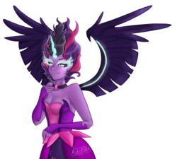 Size: 2000x1800 | Tagged: safe, artist:monnarcha, sci-twi, twilight sparkle, equestria girls, g4, my little pony equestria girls: friendship games, cleavage, female, midnight sparkle, simple background, sneer, solo, transparent background