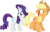 Size: 4926x3200 | Tagged: safe, artist:djdavid98, artist:hawk9mm, artist:uxyd, applejack, rarity, pony, g4, made in manehattan, .ai available, applejack's damaged hat, duo, group, simple background, transparent background, vector