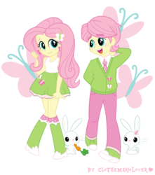 Size: 600x679 | Tagged: safe, artist:clothemariolover, angel bunny, fluttershy, equestria girls, g4, angela bunny, blushing, butterscotch, equestria guys, female, male, rule 63, self paradox, self ponidox, selfcest, ship:flutterscotch, shipping, shy, straight, younger