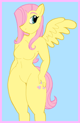 Size: 523x800 | Tagged: safe, artist:kaylathedragoness, fluttershy, anthro, g4, barbie doll anatomy, breasts, featureless breasts, featureless crotch, female, nudity, solo