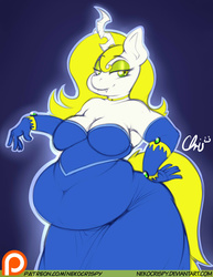 Size: 892x1155 | Tagged: safe, artist:nekocrispy, oc, oc only, oc:aurora industry (ic), changeling, anthro, armpits, belly, chunkling, fat, obese, solo, white changeling