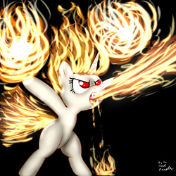 Size: 1280x1280 | Tagged: safe, artist:paulpeopless, twilight sparkle, rapidash, g4, angry, female, fire, fire breathing, flame twilight sparkle, mane of fire, rapidash twilight, solo