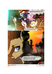 Size: 3541x5016 | Tagged: safe, artist:gashiboka, doctor whooves, fluttershy, pinkie pie, rainbow dash, rarity, time turner, earth pony, pony, comic:recall the time of no return, g4, bad future, comic, implied apocalypse, male, patreon, patreon logo, stallion