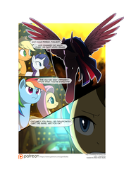 Size: 3541x5016 | Tagged: safe, artist:gashiboka, applejack, doctor whooves, fluttershy, rainbow dash, rarity, time turner, earth pony, pony, comic:recall the time of no return, g4, comic, implied tyrant sparkle, male, patreon, patreon logo, stallion