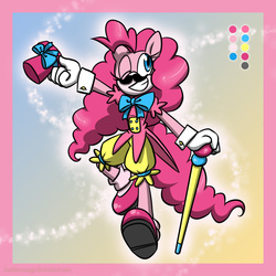 Size: 1100x1100 | Tagged: safe, artist:hoshinousagi, pinkie pie, earth pony, anthro, plantigrade anthro, g4, cane, cute, diapinkes, female, hat, moustache, solo, sonic boom, sonic the hedgehog (series), sonicified, top hat