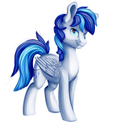 Size: 3000x3000 | Tagged: safe, artist:pellsya, oc, oc only, oc:rainy, pegasus, pony, bedroom eyes, blue eyes, high res, looking at you, simple background, smiling, solo, white background, wings