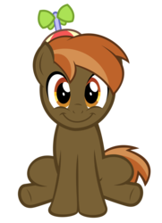 Size: 3200x4413 | Tagged: safe, artist:kuren247, button mash, earth pony, pony, g4, :i, buttonbetes, c:, colt, cute, cute as a button, hat, looking at you, male, propeller hat, simple background, sitting, smiling, solo, transparent background, underhoof, vector
