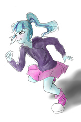 Size: 600x900 | Tagged: safe, artist:amazingpuffhair, sonata dusk, equestria girls, g4, clothes, converse, crying, female, hoodie, running, shoes, skirt, solo