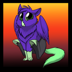 Size: 1000x1000 | Tagged: safe, artist:foxenawolf, oc, oc only, oc:lucida path, classical hippogriff, hippogriff, fanfic:a different perspective, big eyes, cub, cute, fanfic art, floppy ears, fluffy, foal, frown, gradient background, looking at you, sad, sitting, solo, underhoof, unshorn fetlocks, weapons-grade cute