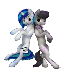 Size: 1024x1200 | Tagged: safe, artist:lupiarts, dj pon-3, octavia melody, vinyl scratch, pony, g4, duo, simple background, transparent background