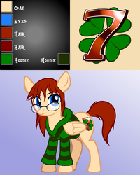 Size: 1024x1280 | Tagged: safe, artist:fibs, oc, oc only, oc:lucky shot, pegasus, pony, blue eyes, clothes, cutie mark, glasses, jacket, red hair, reference sheet