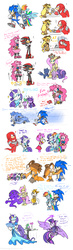 Size: 1400x4800 | Tagged: safe, artist:hoshinousagi, applejack, fluttershy, pinkie pie, rainbow dash, rarity, spike, twilight sparkle, cat, monkey, octopus, rabbit, squirrel, anthro, plantigrade anthro, g4, amy rose, arm wrestling, blushing, clothes, comic, crossover, crossover shipping, cute, dna cookies, dress, fabulous, female, high res, implied sonamy, knuckles the echidna, male, mane seven, mane six, miles "tails" prower, moustache, racing, scarf, shadow the hedgehog, shipper on deck, sonic boom, sonic the hedgehog, sonic the hedgehog (series), sonicified, sticks the badger, straight, suit, twilight sparkle (alicorn), xk-class end-of-the-world scenario