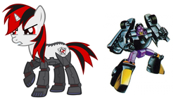 Size: 691x412 | Tagged: safe, artist:green-dragon13, oc, oc only, oc:blackjack, cyborg, pony, unicorn, fallout equestria, fallout equestria: project horizons, amputee, cybernetic legs, level 2 (project horizons), simple background, transformers, vector, white background