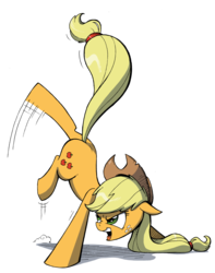 Size: 1024x1297 | Tagged: safe, artist:php104, applejack, earth pony, pony, g4, bucking, female, kick, kicking, mare, open mouth, simple background, solo, transparent background