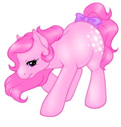 Size: 950x1000 | Tagged: safe, artist:socialbutter, cotton candy (g1), g1, female, solo, tail bow