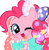 Size: 361x367 | Tagged: safe, artist:momo, pinkie pie, earth pony, pony, ask harajukupinkiepie, g4, abstract background, bow, bracelet, candy, clothes, cute, decora, diapinkes, female, food, hair accessory, hair bow, harajuku, jewelry, one eye closed, open mouth, solo, wink
