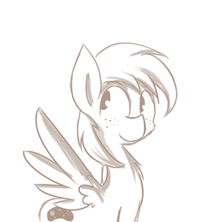 Size: 726x726 | Tagged: safe, artist:tjpones, oc, oc only, pegasus, pony, freckles, monochrome, solo
