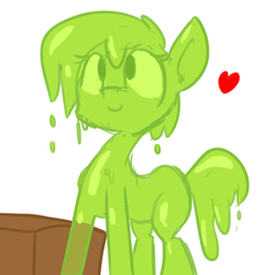 Size: 1280x1280 | Tagged: safe, artist:tjpones, oc, oc only, oc:goobie, goo pony, original species, heart, solo