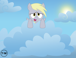 Size: 900x683 | Tagged: safe, artist:toxic-mario, derpy hooves, g4, cloud, cloudy, cute, derpabetes, female, filly derpy, solo, underp