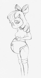 Size: 1019x1920 | Tagged: safe, artist:mlp-pregnancy-is-magic, apple bloom, equestria girls, g4, belly, belly button, breasts, female, mommabloom, monochrome, older, pregnant, pregnant equestria girls, traditional art