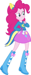 Size: 3449x8368 | Tagged: safe, artist:masem, pinkie pie, equestria girls, g4, my little pony equestria girls, .ai available, absurd resolution, balloon, boots, canterlot high, clothes, fake tail, female, helping twilight win the crown, high heel boots, long hair, pinkie pie's skirt, pony ears, school spirit, simple background, skirt, solo, transparent background, vector, wondercolts