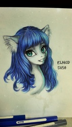 Size: 540x960 | Tagged: safe, artist:su50, oc, oc only, oc:elakid, ear fluff, portrait, solo, traditional art