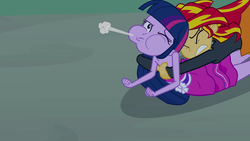 Size: 1920x1080 | Tagged: safe, screencap, sunset shimmer, twilight sparkle, equestria girls, g4, breast grab, breasts, funny, great moments in animation, grope, out of context, puffy cheeks