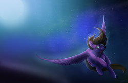 Size: 2480x1631 | Tagged: safe, artist:oblivionheart13, oc, oc only, flying, mouth hold, pen, solo
