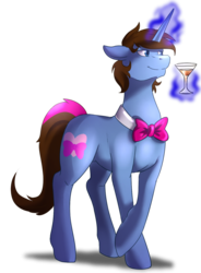 Size: 1143x1553 | Tagged: safe, artist:oblivionheart13, oc, oc only, pony, unicorn, bowtie, glass, magic, male, solo, stallion, telekinesis, wine glass