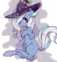 Size: 572x618 | Tagged: safe, artist:rt, trixie, pony, unicorn, g4, belly button, cute, diatrixes, female, floppy ears, mare, pixiv, profile, solo, underhoof
