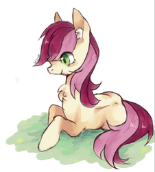 Size: 599x663 | Tagged: safe, artist:rt, roseluck, earth pony, pony, g4, chest fluff, female, mare, pixiv, prone, solo