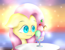 Size: 1300x1000 | Tagged: safe, artist:ollypony, fluttershy, pony, g4, female, ice cream, solo