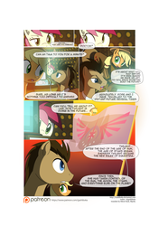 Size: 3541x5016 | Tagged: safe, artist:gashiboka, applejack, doctor whooves, roseluck, time turner, earth pony, pony, comic:recall the time of no return, g4, aquila, comic, doctor who, implied tyrant sparkle, male, patreon, patreon logo, pointy ponies, stallion, tardis, tardis console room, tardis control room, the doctor