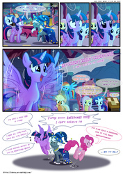 Size: 3500x4951 | Tagged: safe, artist:light262, artist:lummh, applejack, fluttershy, pinkie pie, rainbow dash, rarity, star swirl the bearded, twilight sparkle, alicorn, pony, comic:timey wimey, g4, adorkable, awesome, comic, cute, doctor who, dork, fangasm, fangirl, fangirling, ohmygosh, open mouth, pronking, spread wings, surprised, tongue out, twiabetes, twilight sparkle (alicorn), unamused, unimpressed, wingboner, wings