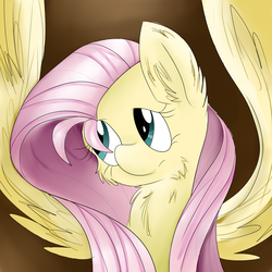 Size: 4093x4093 | Tagged: safe, artist:cutepencilcase, fluttershy, g4, absurd resolution, chest fluff, female, fluffy, solo, spread wings
