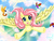 Size: 2000x1500 | Tagged: safe, artist:debbygattathebest, fluttershy, bird, butterfly, g4, cute, female, shyabetes, sky, solo