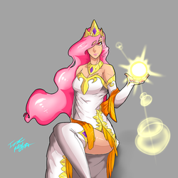 Size: 5000x5000 | Tagged: safe, artist:issac95, princess celestia, human, g4, absurd resolution, breasts, cleavage, clothes, crepuscular rays, dress, female, humanized, lens flare, simple background, sitting, solo